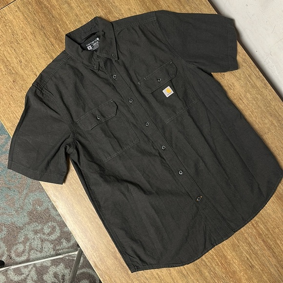 Carhartt great shape 100% cotton loose fit button up dark grey pocket shirt - Picture 2 of 5